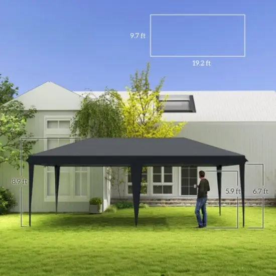 DSVIMOY 10'*20' Pop Up Canopy Tent, Outdoor Instant Gazebo Sun Shade Shelter for Catering, Wedding, Black, 230.4"*116.4"*104.4" image {2}