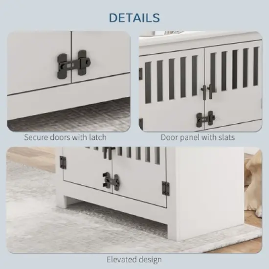 Gulches PawHut Large Elevated Dog Bowls with 37L Storage Cabinet - White image {5}