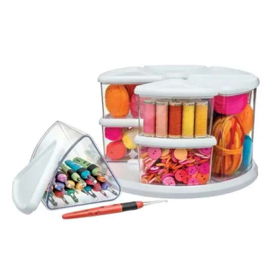 Deflecto&reg; Carousel Rotating Organizer, 9-Bin, White image {1}