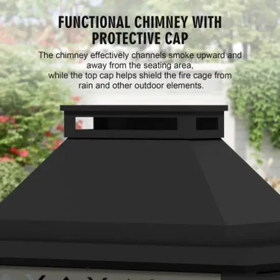 YARDSIGHT Iron Rectangular Gas Fireplace with Grey Heat Transfer and Black High-Temperature Powder Coating - Modern & Durable image {7}