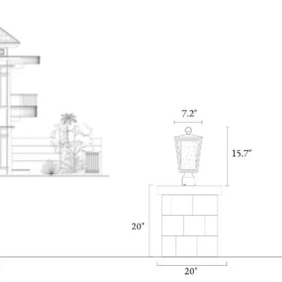LNC Hewifda  15.7-in Black and Gold with Textured Glass Modern Outdoor Lights Lamp Posts image {13}