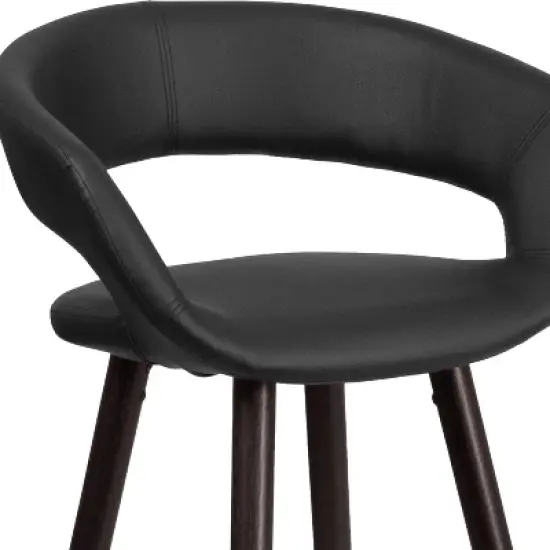 Merrick Lane 24 Inch Wood Ultramodern Bar Counter Stool With Black Upholstered Seat image {10}