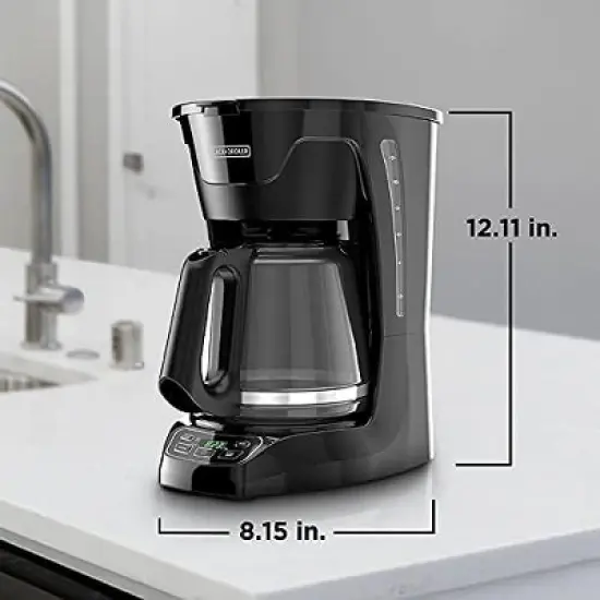 BLACK+DECKER CM1110B Programable 12-Cup Coffer, Easy Pour, Non-Drip Carafe with Removable Filter Basket, Black image {1}