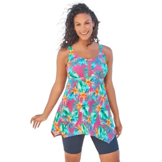 Swim 365 Women&rsquo;s Plus Size Longer-Length Tankini Top image {18}
