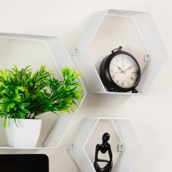 Mind Reader Hexagon Honeycomb Accent Shelf Metal Mesh image {4}