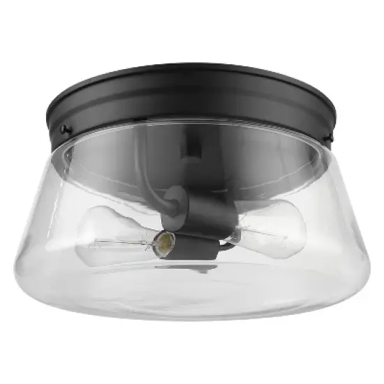 Globe Electric Aleyna 2-Light Outdoor Flush Mount Ceiling Light with Clear Glass Shade Matte Black image {3}