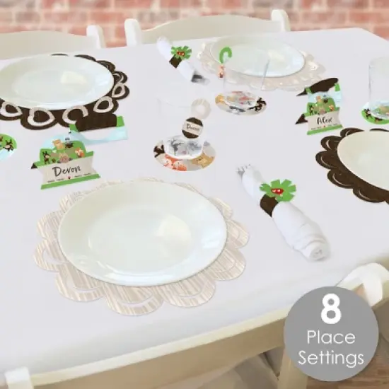 Big Dot of Happiness Woodland Creatures - Baby Shower or Birthday Party Paper Charger and Table Decorations - Chargerific Kit - Place Setting for 8 image {1}