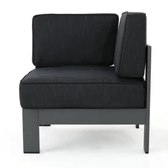 Christopher Knight Home Beatrice Patio Modem V-Shaped Aluminum 5-Seater Sectional Sofa Set with Thick Cushions image {9}