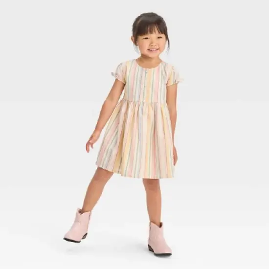 OshKosh B'gosh Toddler Girls' Henley Striped Short Sleeve Dress image {3}