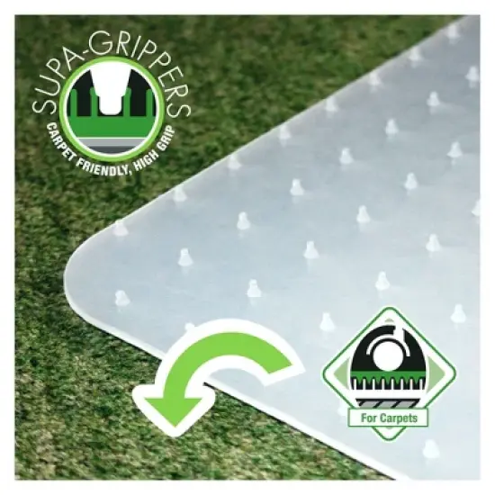 Polypropylene Foldable Chair Mat for Carpets Rectangular White - Floortex&reg; image {2}