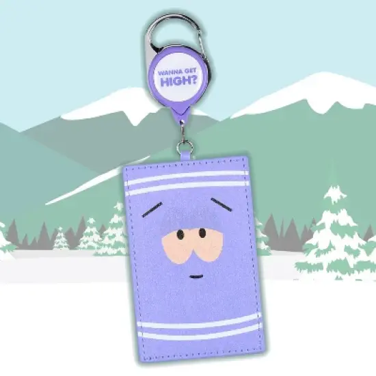 South Park Towelie Wanna Get High Retractable Reel ID Badge Holder Keychain with Lobster Claw Clasp Purple image {3}