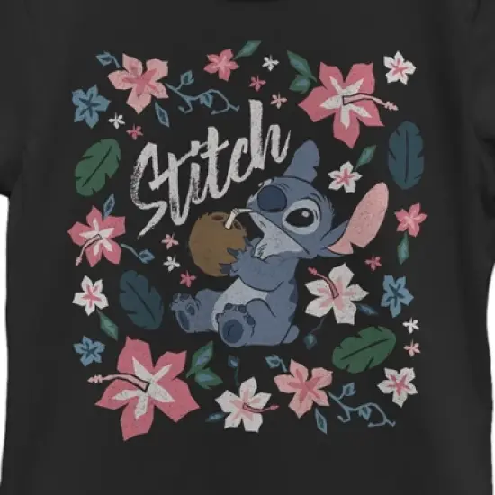 Girl's Lilo & Stitch Flowers and a Coconut T-Shirt image {1}