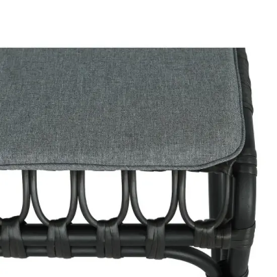 PE Wicker Patio Accent Chair Set Of 2,Modern Armless Chair With Washable Cushion And Petal-shaped Back,Outdoor Furniture -Maison Boucle image {5}