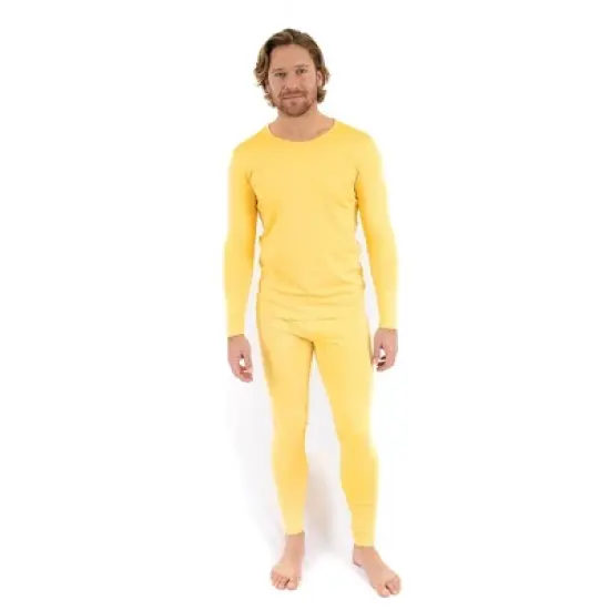 Leveret Mens Two Piece Classic Solid Color Thermal Pajamas image {4}
