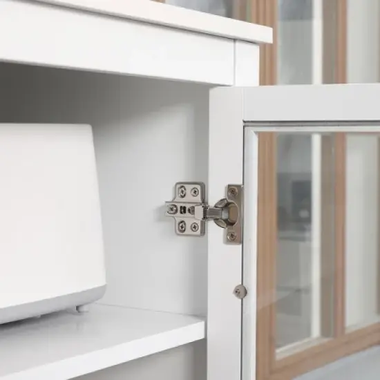 HOMCOM Freestanding Kitchen Pantry, 5-tier Storage Cabinet with Adjustable Shelves and 2 Glass Doors, White image {4}