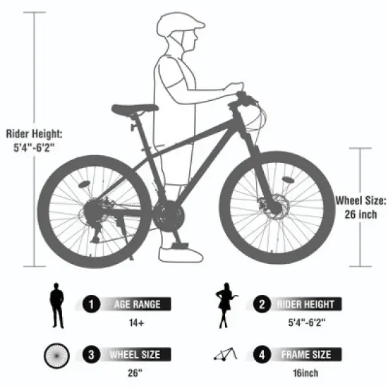 NAYSAYE 26 Inch Mountain Bike Steel Frame 24 Speed Suspension Fork Adult Bike for Men and Women, Black, 65.75"*24.41"*37" image {2}