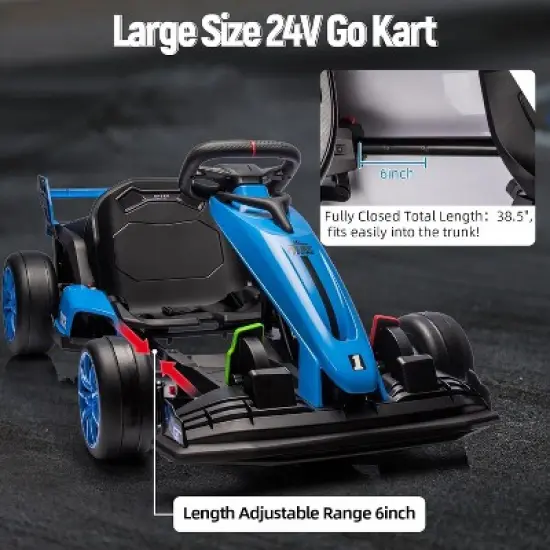 Kids Electric Drift Kart , 24 Volt Battery Powered, 200 Watt Dual Motor, Continuously Variable Speed, Forward and Reverse Function image {3}