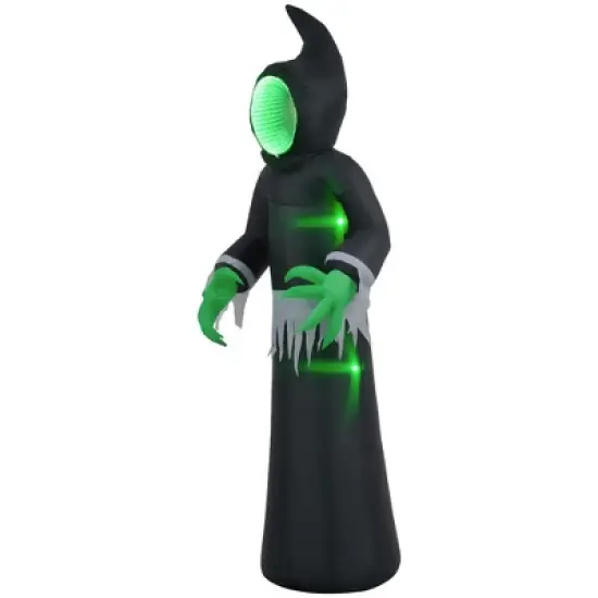Whisen Inflatable Halloween Decoration Mirror Face Ghost, Blow Up Outdoor LED Yard Display, Waterproof - Black image {8}