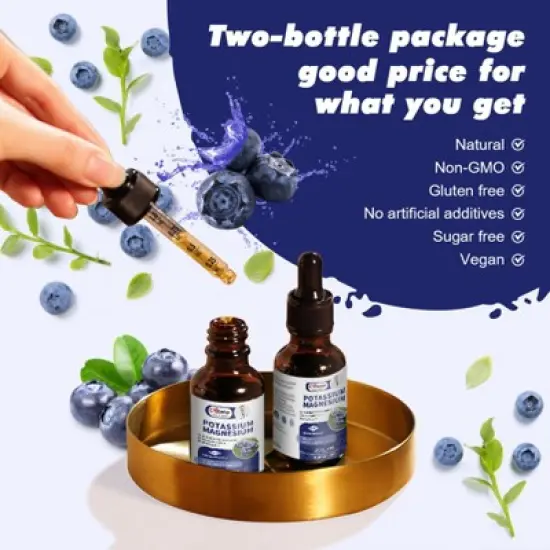 Alliwise Potassium Magnesium Supplement Liquid - Plus Calcium, Vitamin D3, Zinc for Bone & Energy & Immune Support - 2 Fl.oz image {3}