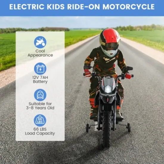 Costway 12V Licensed Aprilia Kids Ride On Motorcycle Electric Dirt Bike with Light & Music image {4}
