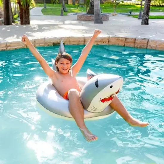 PoolCandy Inflatable Shark Ride-On Outdoor Pool Tube Ultra Durable Fun In The Sun For Hours Great For Pools, Lakes and More image {3}