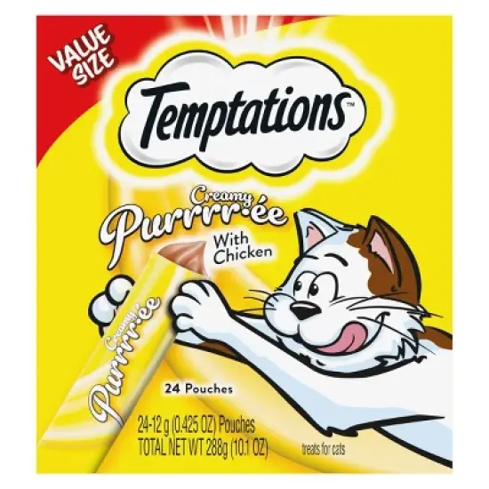 Temptations Creamy Puree with Chicken Lickable Squeezable Adult Cat Treats image {11}
