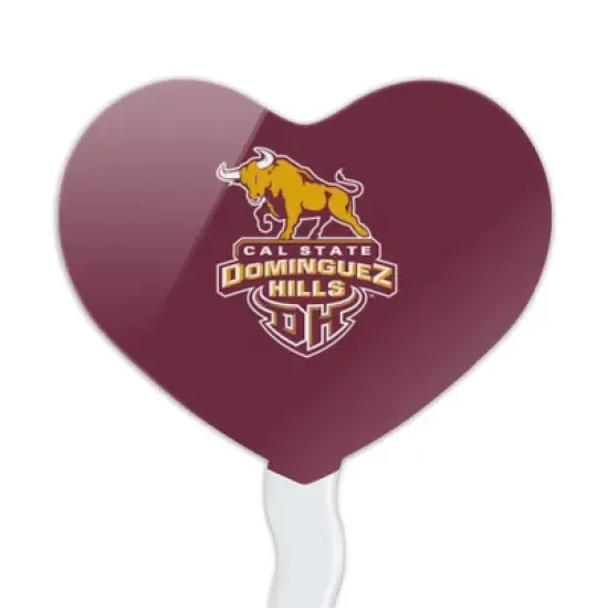 California State University Dominguez Hills Primary Logo Heart Love Cupcake Picks Toppers Decoration Set of 6 image {1}