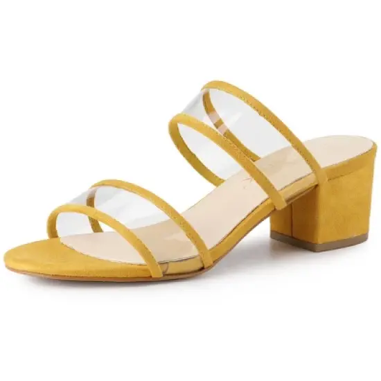 Allegra K Women's Clear Strap Block Heel Slide Sandals image {10}