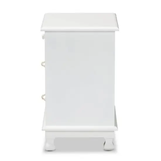 Layton Wood 3 Drawer Nightstand White - Baxton Studio image {6}