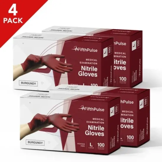 FifthPulse Bulk Burgundy Nitrile Exam Gloves, Perfect for Cleaning, Cooking & Medical Uses image {4}