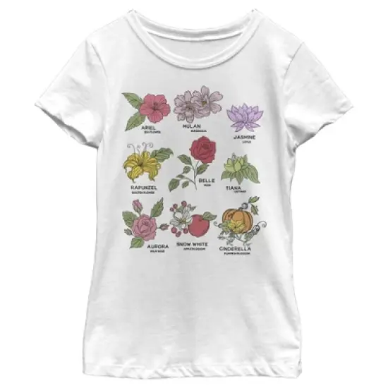 Girl's Disney Princess Floral Chart T-Shirt image {3}