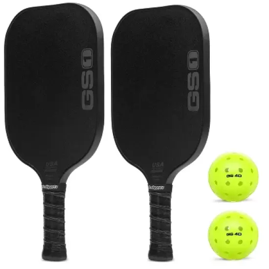 GoSports GS1 Pickleball Paddles Set of 2 with 2 Pickleballs - USAPA Approved Fiberglass Pickleball Paddles image {1}