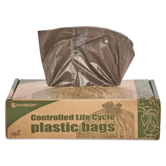 Stout by Envision Controlled Life-Cycle Plastic Trash Bags, 39 gal, 1.1 mil, 33" x 44", Brown, 40/Box image {4}