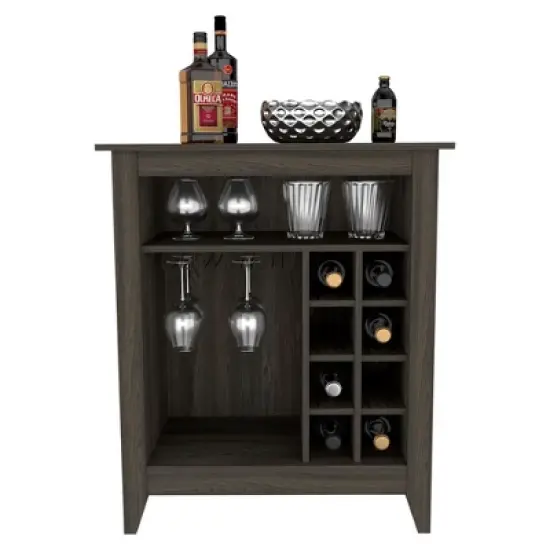 Gulches Carbon Espresso Bar Cabinet: Stylish Storage & Wine Rack image {2}