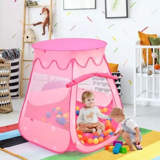 Costway Kid Outdoor Indoor Princess Play Tent Playhouse Ball Tent Toddler Toys w/ 100 Balls image {2}