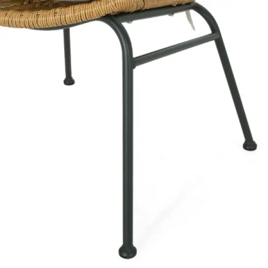 Christopher Knight Home Specter Outdoor Wicker and Tempered Glass 3 Piece Chat Set with Cushion, Light Brown/Beige image {7}