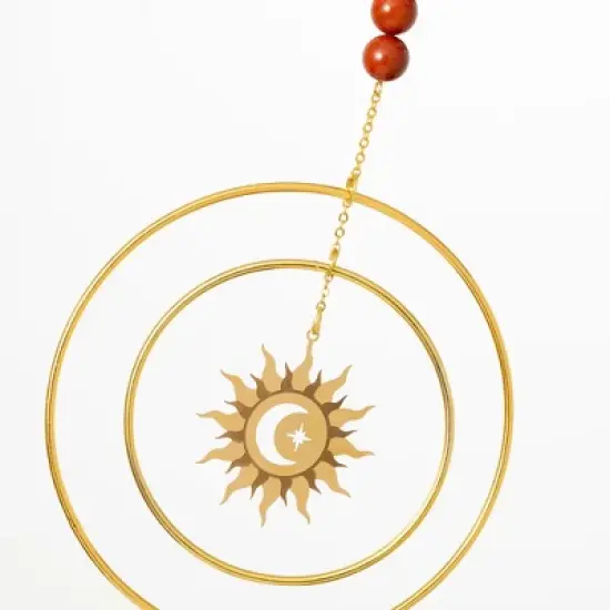 Woodstock Chimes Suncatcher Radiating Sun, Red Stone 12" image {2}