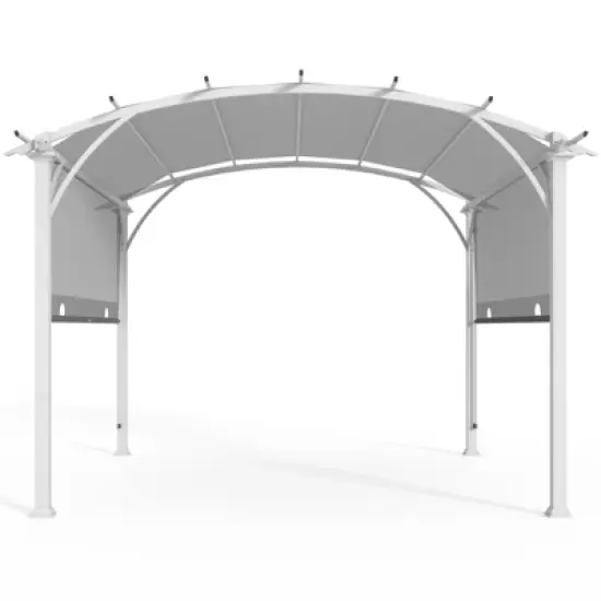 EAGLE PEAK 11.4x11.4 Outdoor Pergola with Retractable Textilene Sun Shade Top image {8}