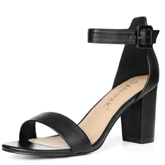Allegra K Women's High Buckle Ankle Strap Chunky Heel image {13}