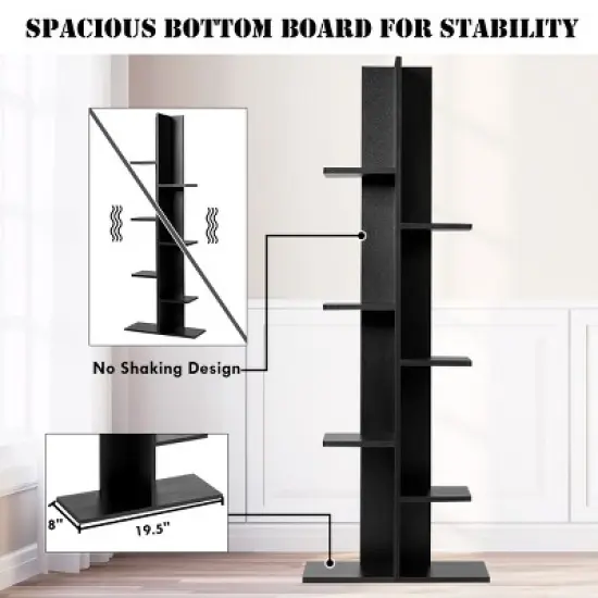 Costway Open Concept Bookcase Plant Display Shelf Rack Holder Wood Walnut\Brown image {6}