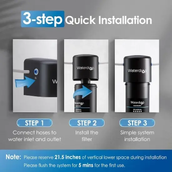 Waterdrop 17UB Under Sink WaterdropWater Filter, NSF/ANSI 42 Certified, Reduces PFAS 24K Gallons Extra RF17 Replacement Filter image {4}