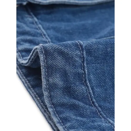 Agnes Orinda Plus Size Denim Vest for Women Button Down Collarless Jean Vest image {4}