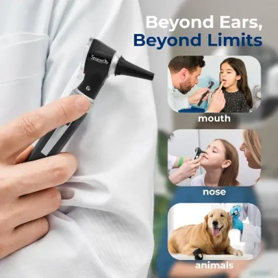 SereneLife 6.5" Fiber Optic Internal Ear Inspection Instrument - Otoscope with LED Light, 3x Magnification, Washable Tips image {5}