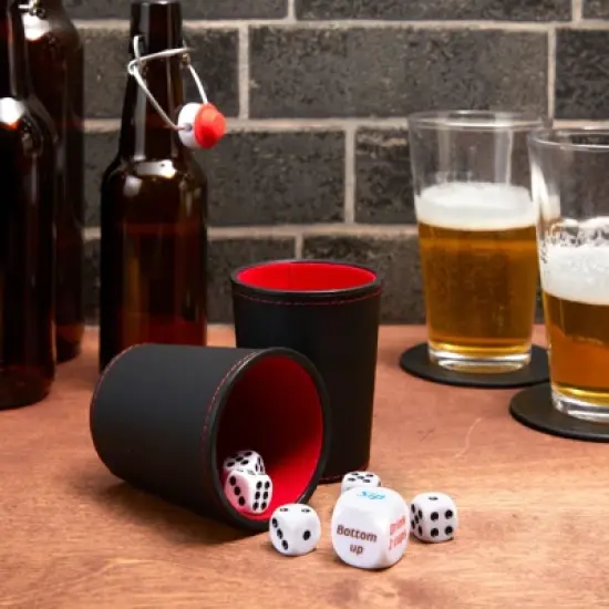 Zodaca 16 Piece Leather Dice Drinking Game Set for Adults image {1}