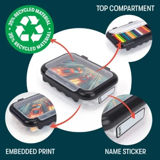 ZIPIT Recycled Plastic Pencil Case for Boys (Car Race) image {3}