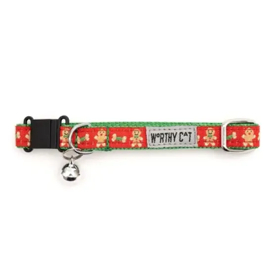 The Worthy Dog Gingerbread Bones Breakaway Adjustable Cat Collar image {2}