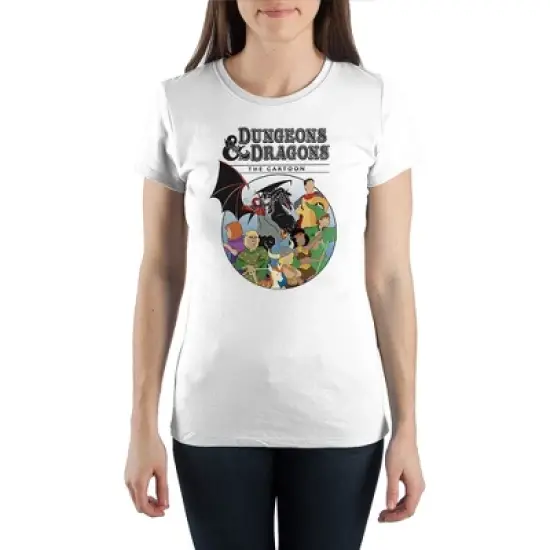 Juniors White Dungeons & Dragons Role Play Game Cartoon Graphic Tee image {2}