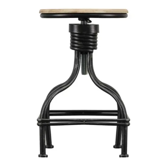 Vintage Metal Frame Swivel Counter Height Barstool with Round Seat Brown/Black - Benzara image {1}