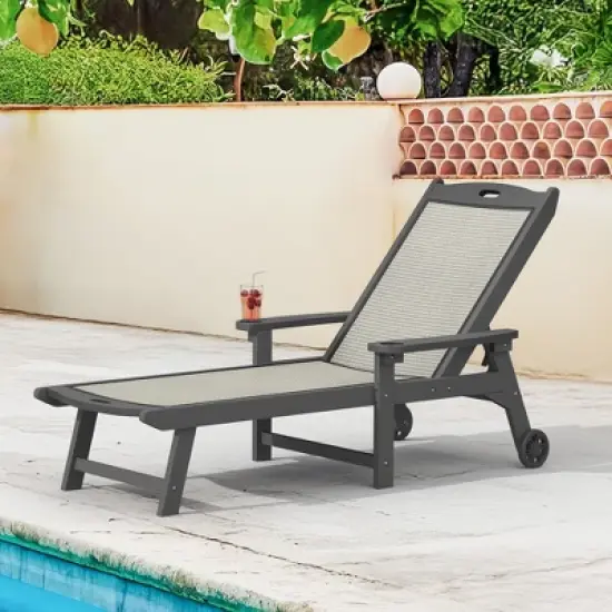 Arceso Chaise Lounge Chair Outdoor, HDPS and HDPE Wicker Material, Patio Lounge Chair with Adjustable Backrest, Resin Pool Lounge Chairs with Wheels. image {14}