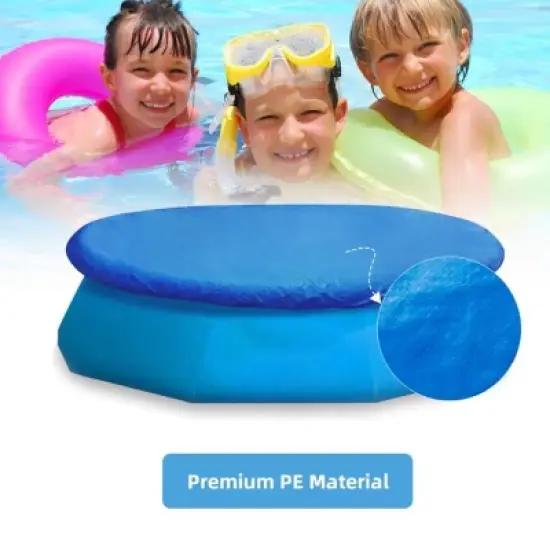 Bestway Flowclear Fast Set Round PVC Swimming Pool Debris Cover (Pool Not Included) with Rope and Drain Holes, Blue image {5}